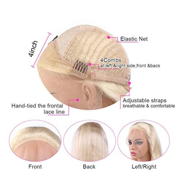 Lace Frontal Peruvian Straight Blonde Hair Wig 18\